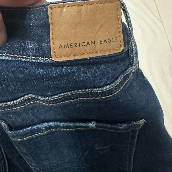 American Eagle Outfitters Dark Blue Distressed Skinny Jeans 4 - Picture 3 of 6